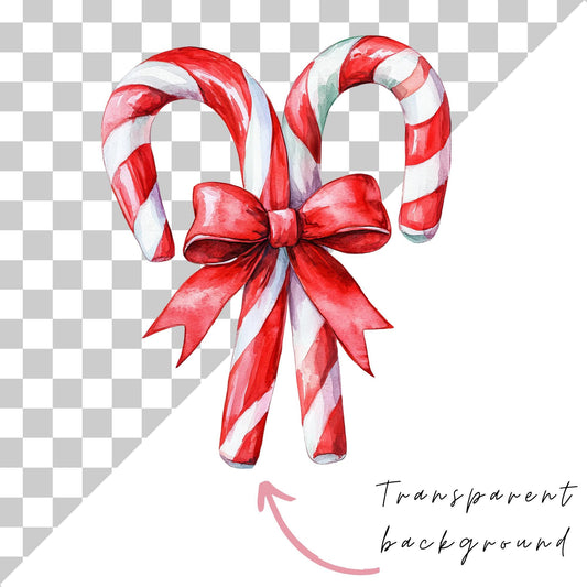 Candy Cane with Bow Clipart