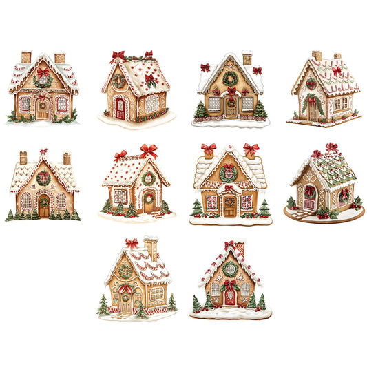 Clipart de casa de jengibre navideña