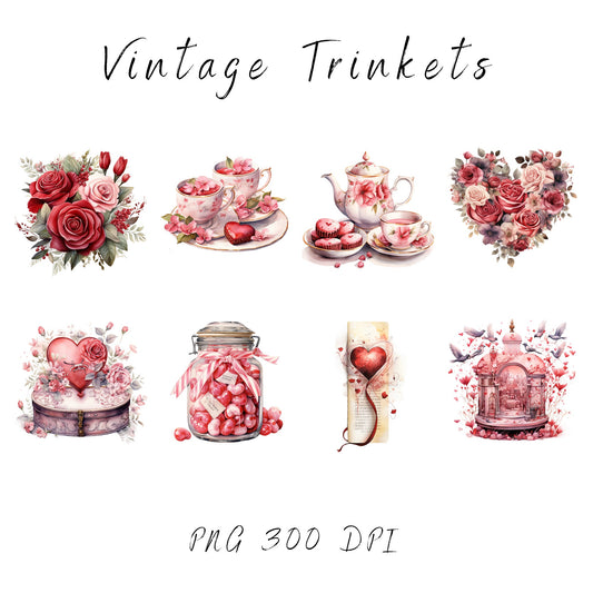 Watercolor Vintage Valentine's Clipart