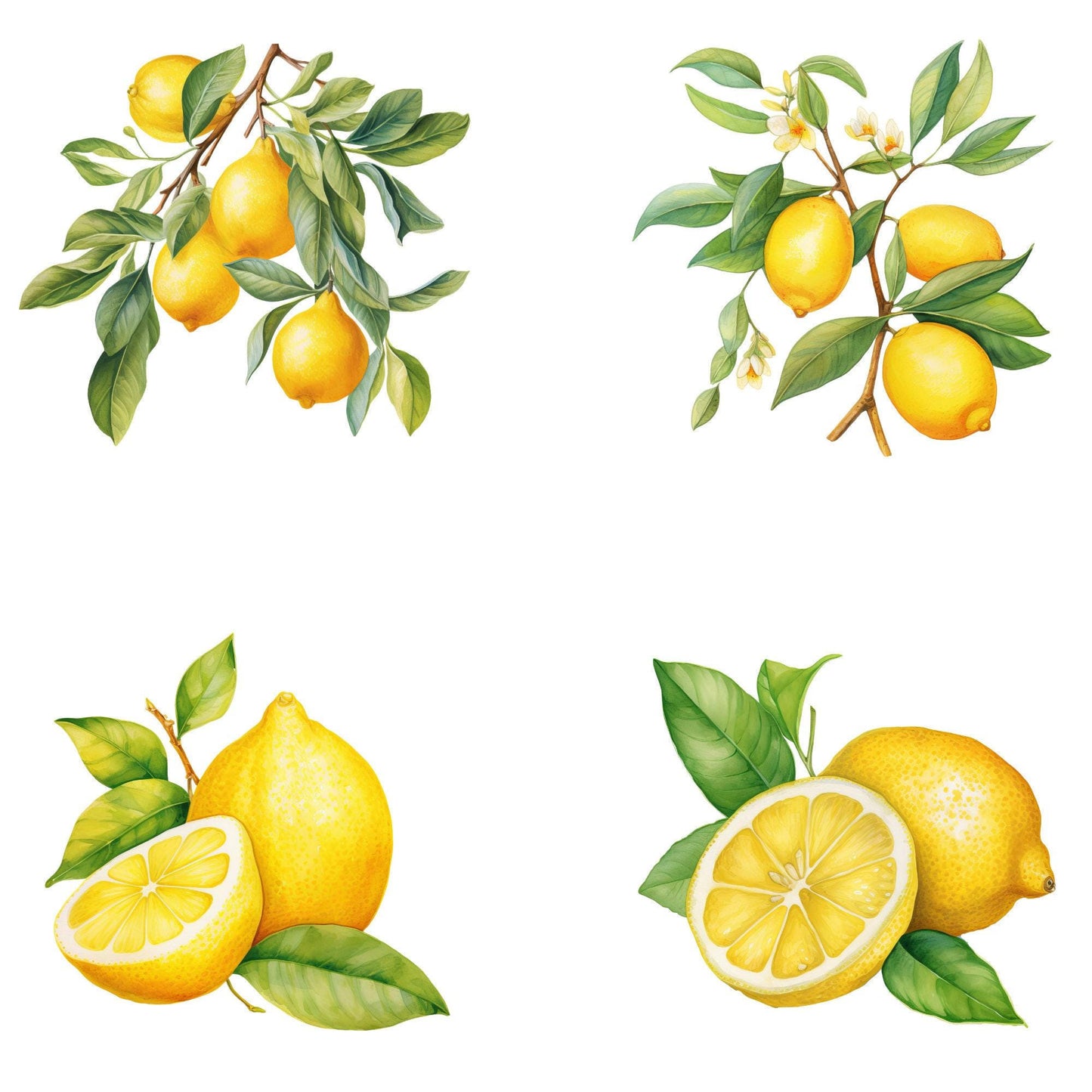 Watercolor Mediterranean Lemon Clipart