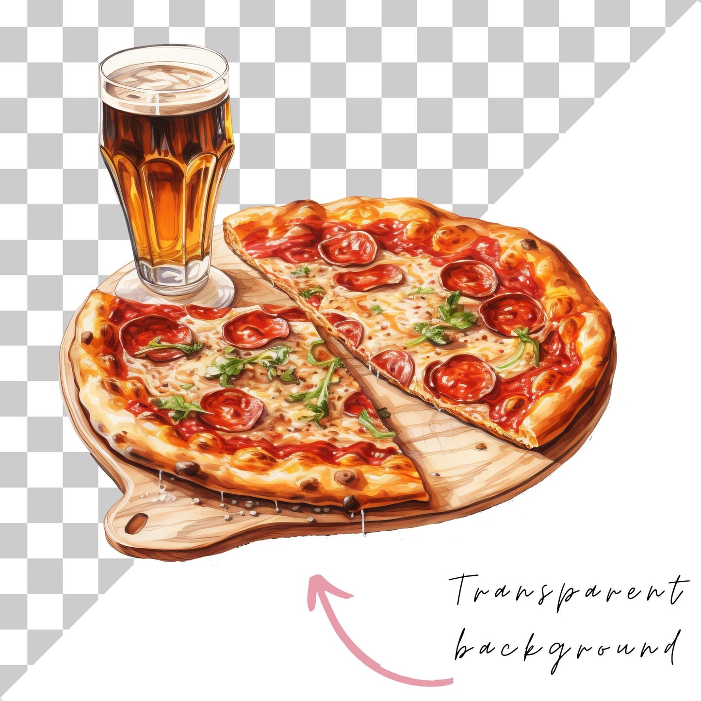 Pizza and Beer Clipart