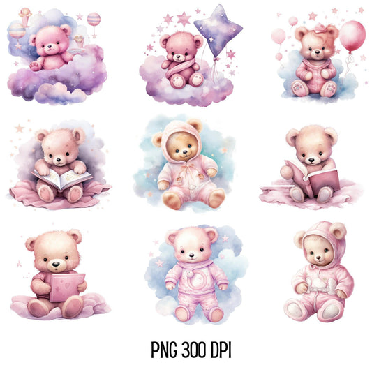 Pink Sleeping Teddy Bear Clipart