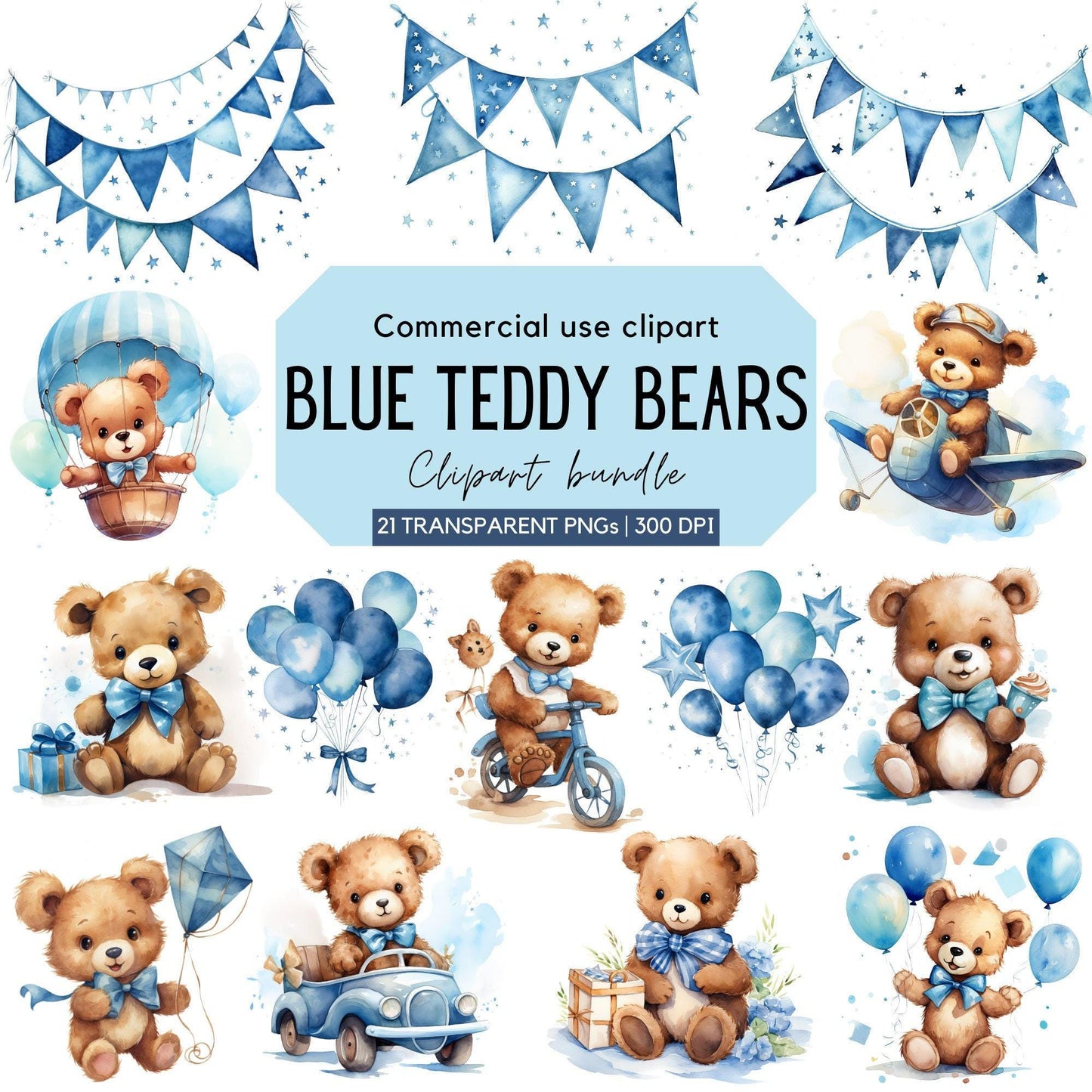 Watercolor Teddy Bear Clipart