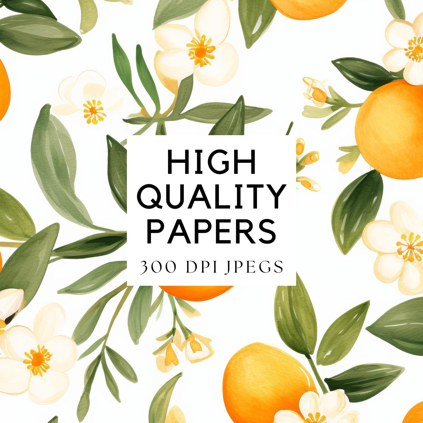 Orange Blossom Floral Digital Papers