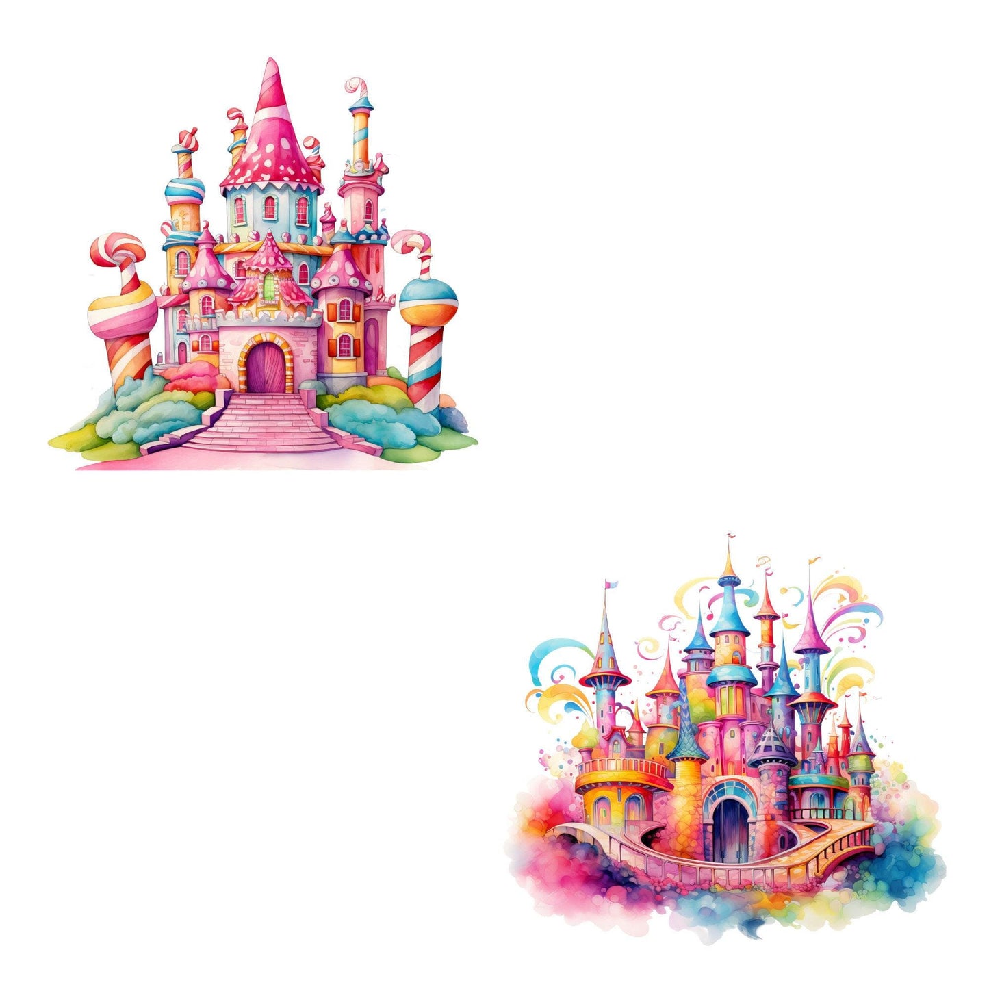 Watercolor Candyland Castle Clipart