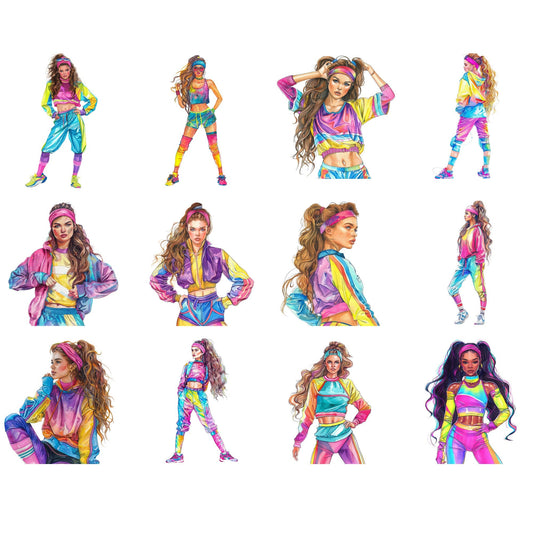 80s Workout Girl Clipart