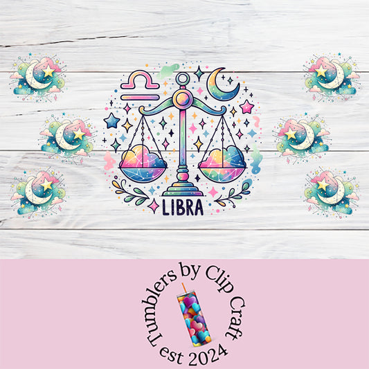 the libra logo on a white wooden background