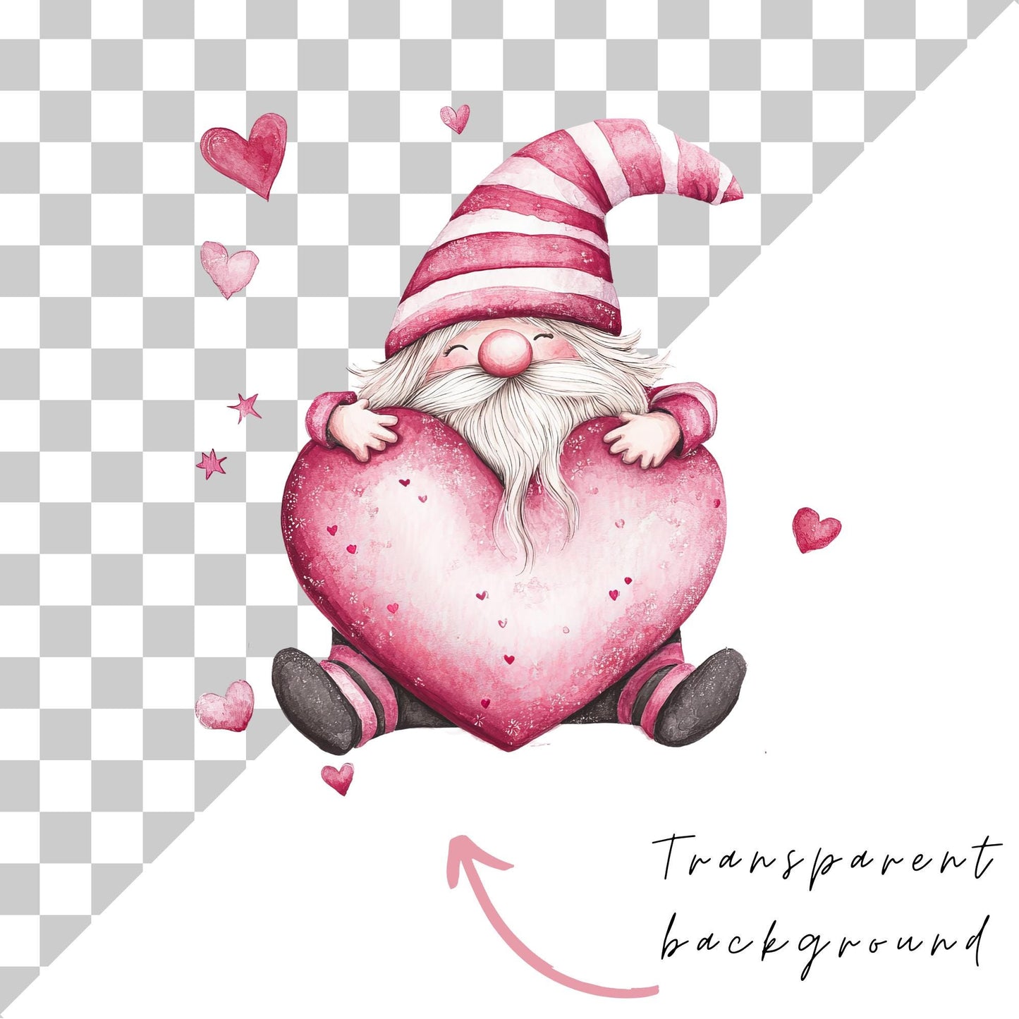 Pink Valentines Gnome Clipart