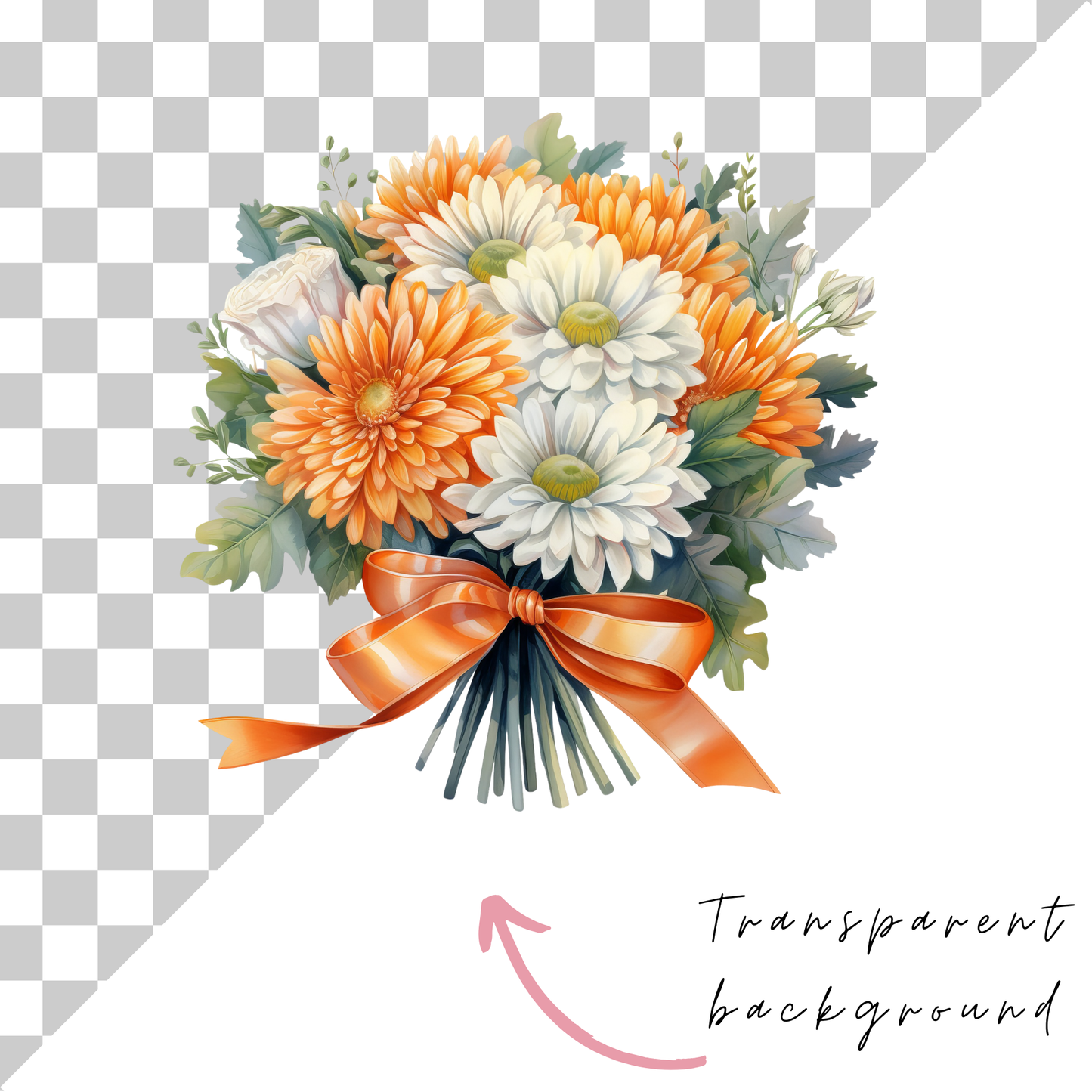 a bouquet of flowers on a checkered background