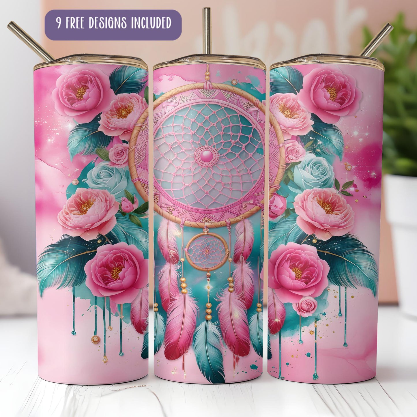 a pink case with a dream catcher on it
