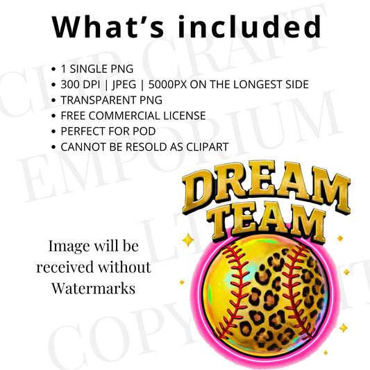 a poster with a picture of a baseball ball and the words dream team