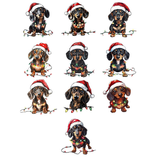Christmas Weenie Dog Clipart