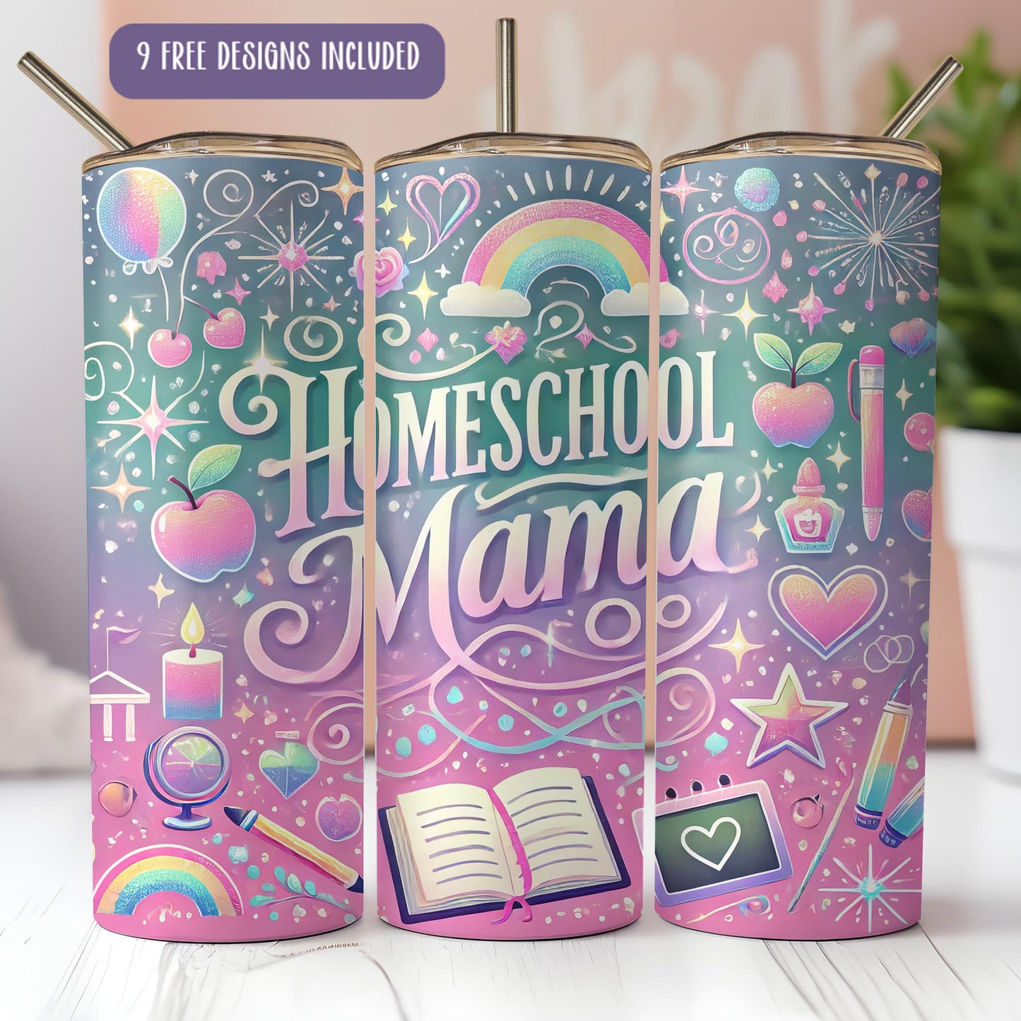 a set of three books with the words homeschool mama on them