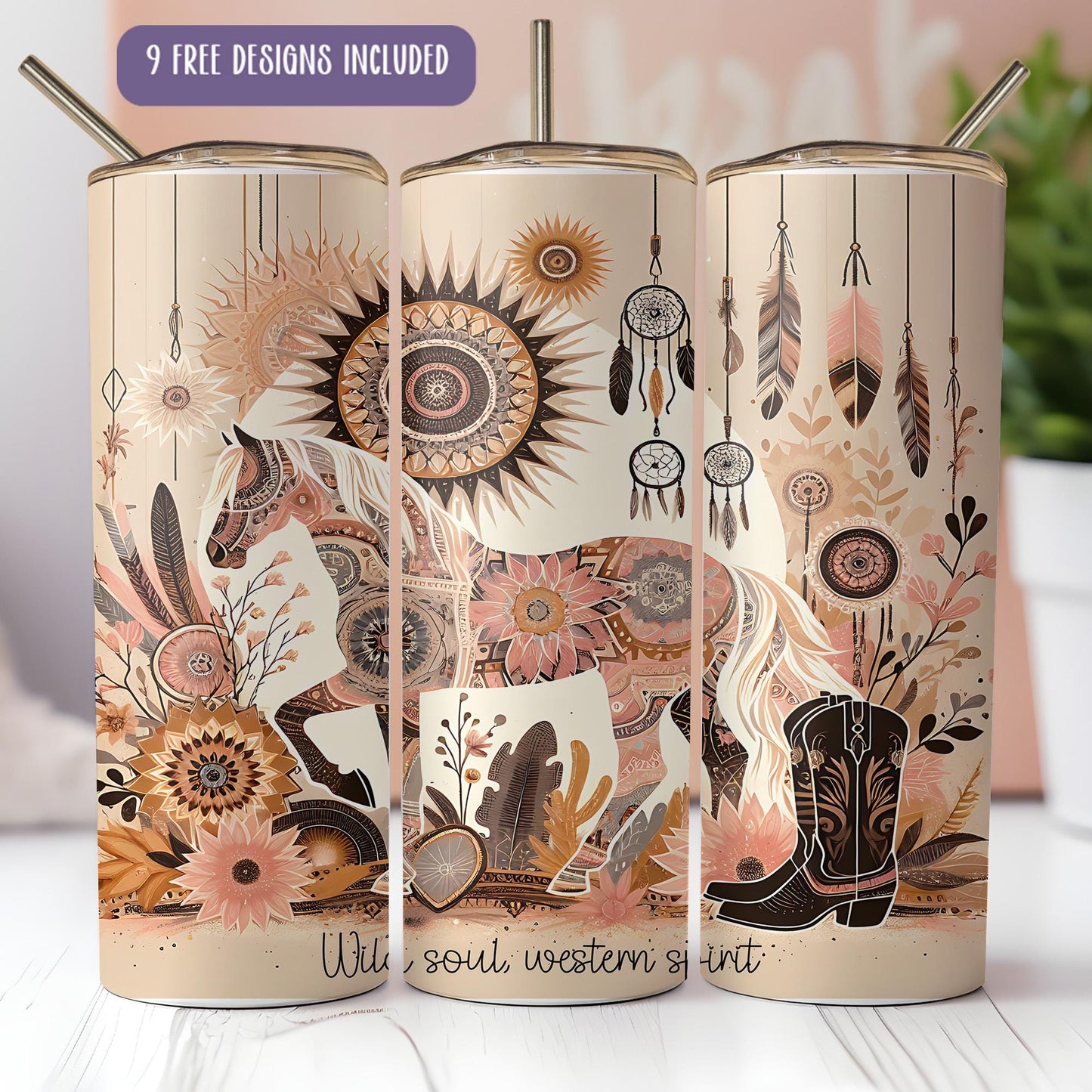 a set of three coffee mugs with designs on them
