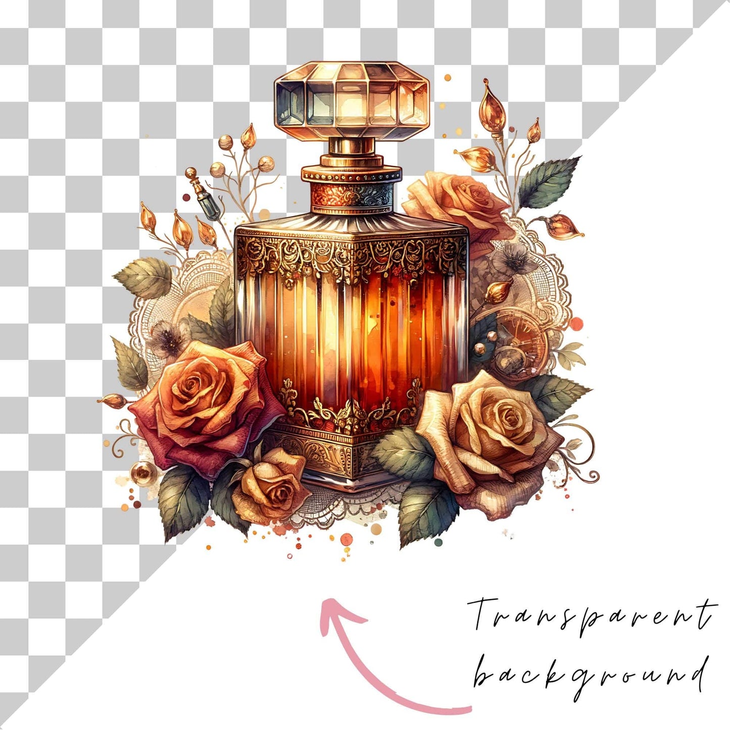 Antique Perfume Bottle Clipart Set