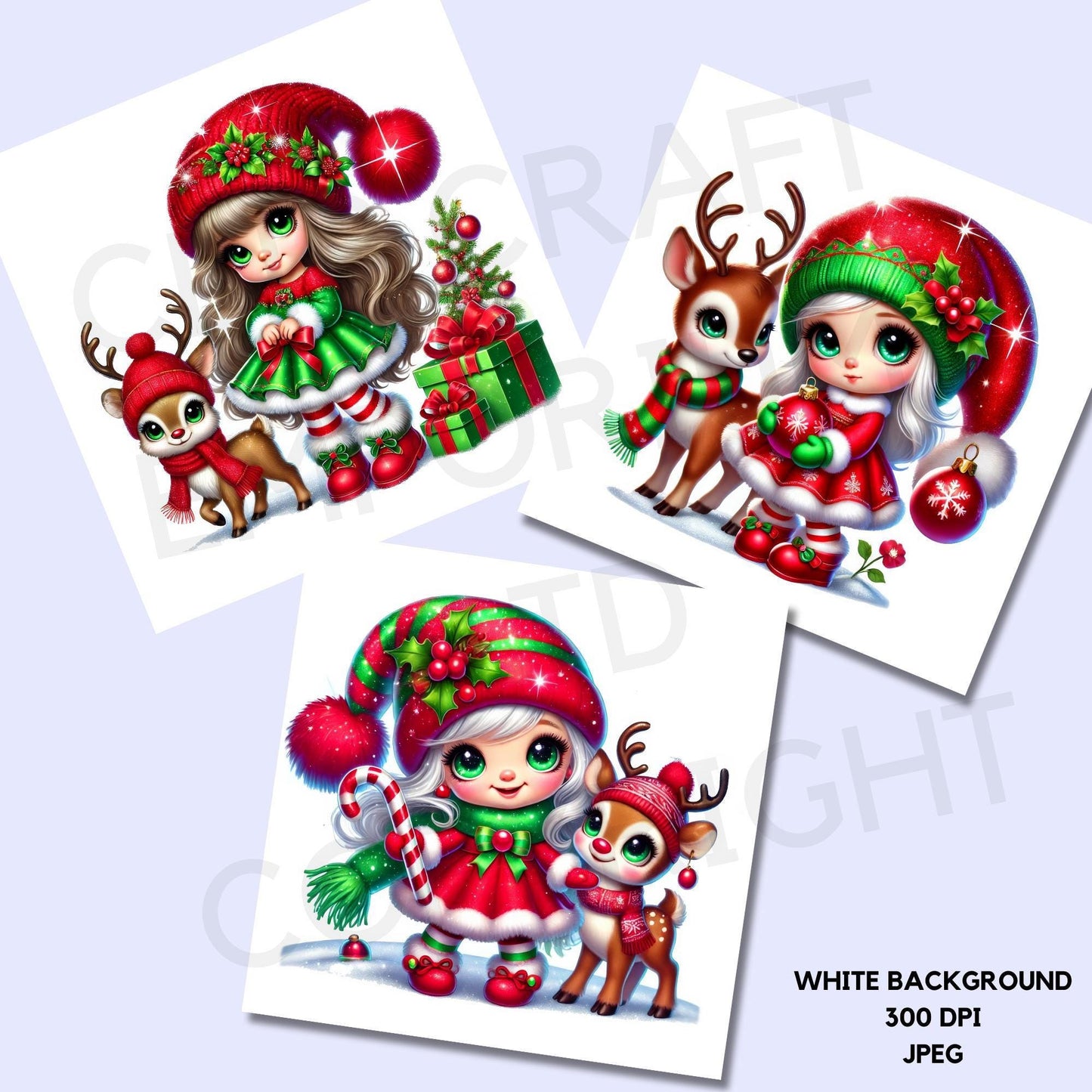 15 Christmas Gnome Girl Clipart
