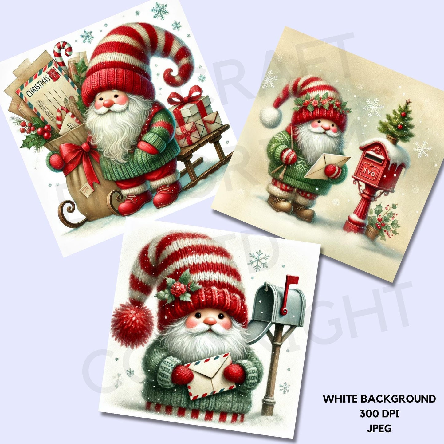 15 Christmas Mailbox Gnome Clipart