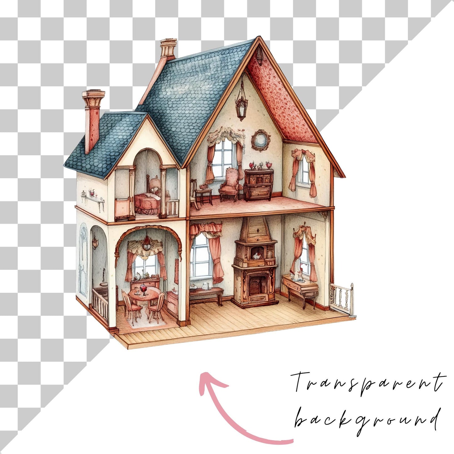 Vintage Dolls House Clipart