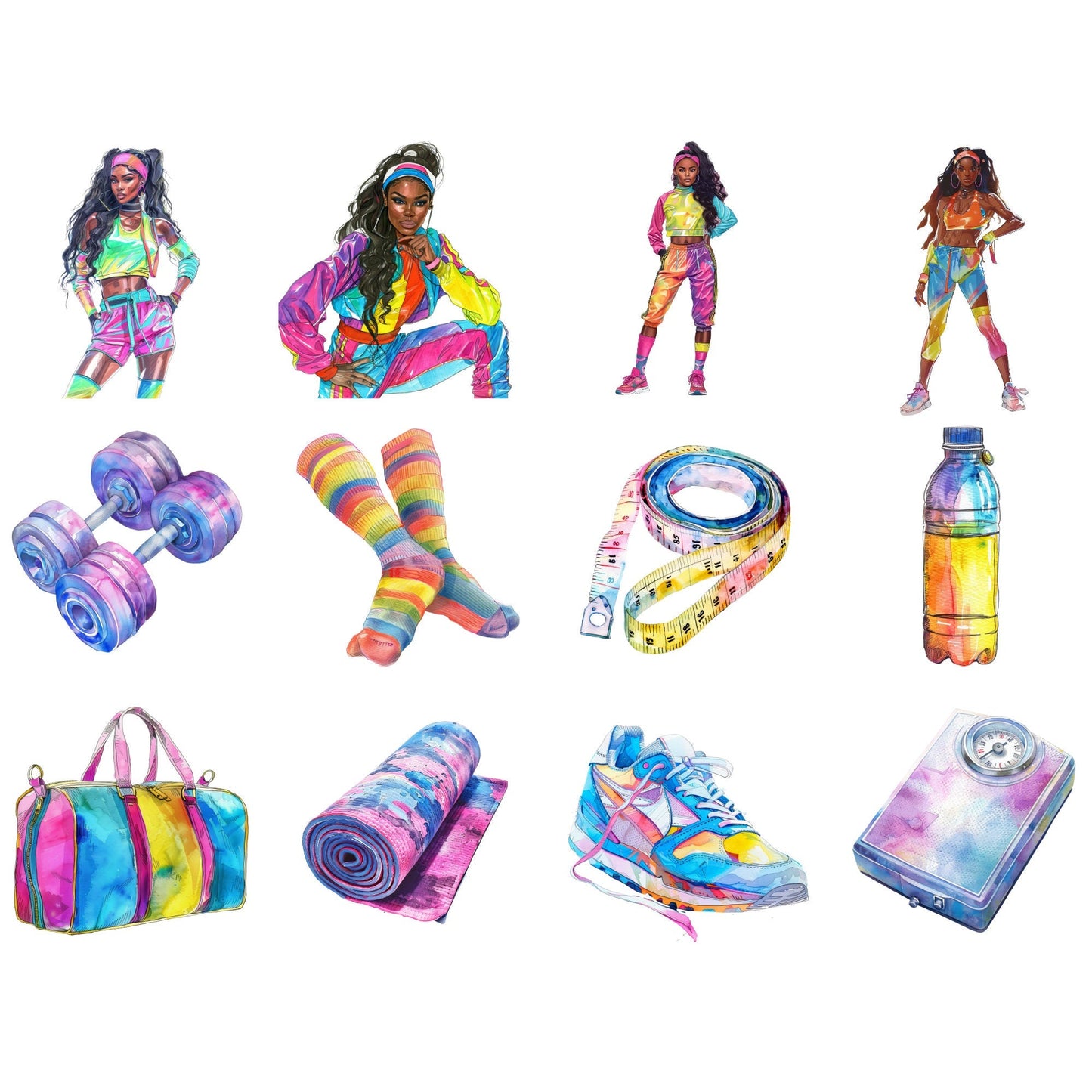 80s Workout Girl Clipart