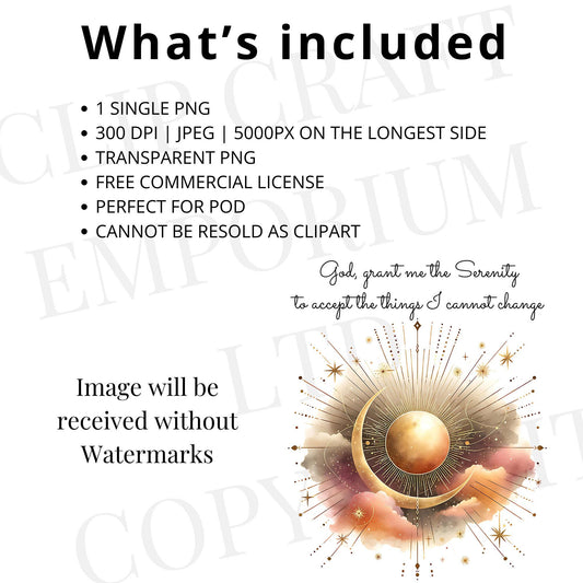 Serenity Prayer Sublimation PNG | Inspirational Christian Design | Faith PNG for Shirts & Mug | God grant me the serenity | Digital Download