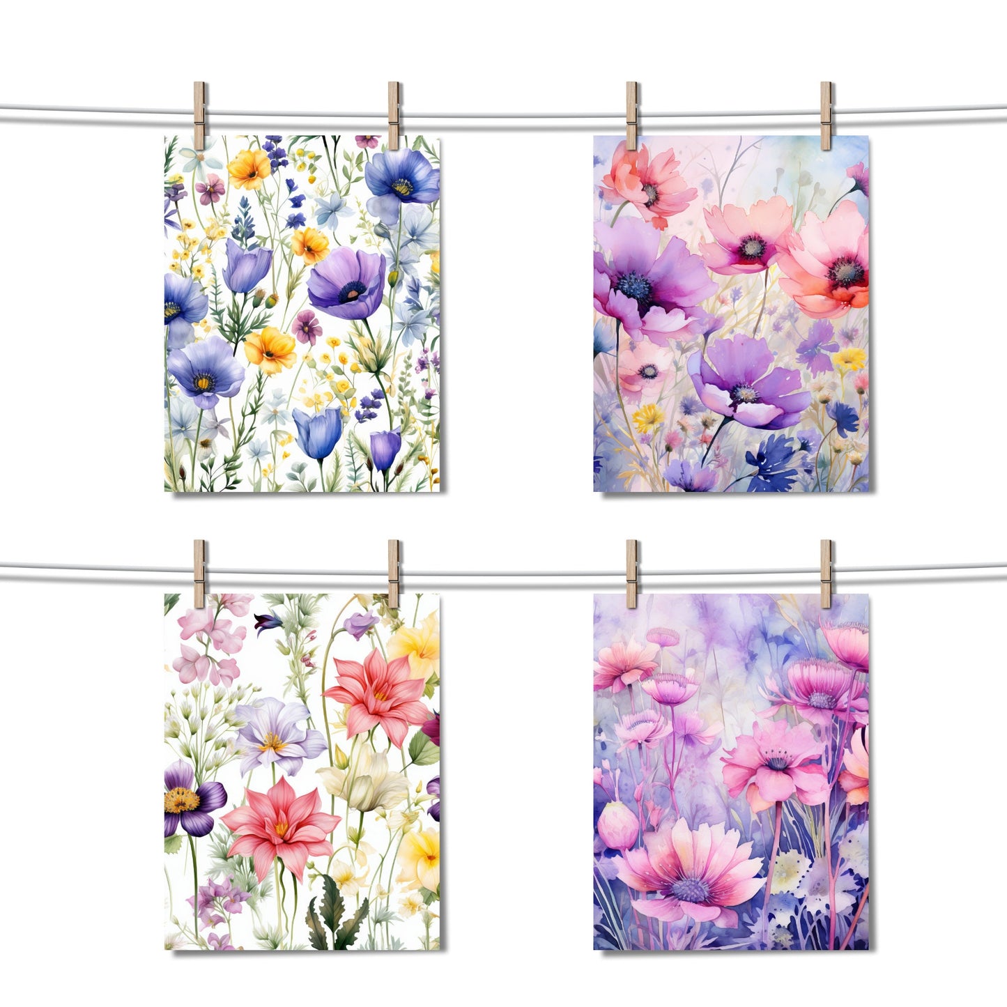 Watercolor Wildflowers Digital Papers