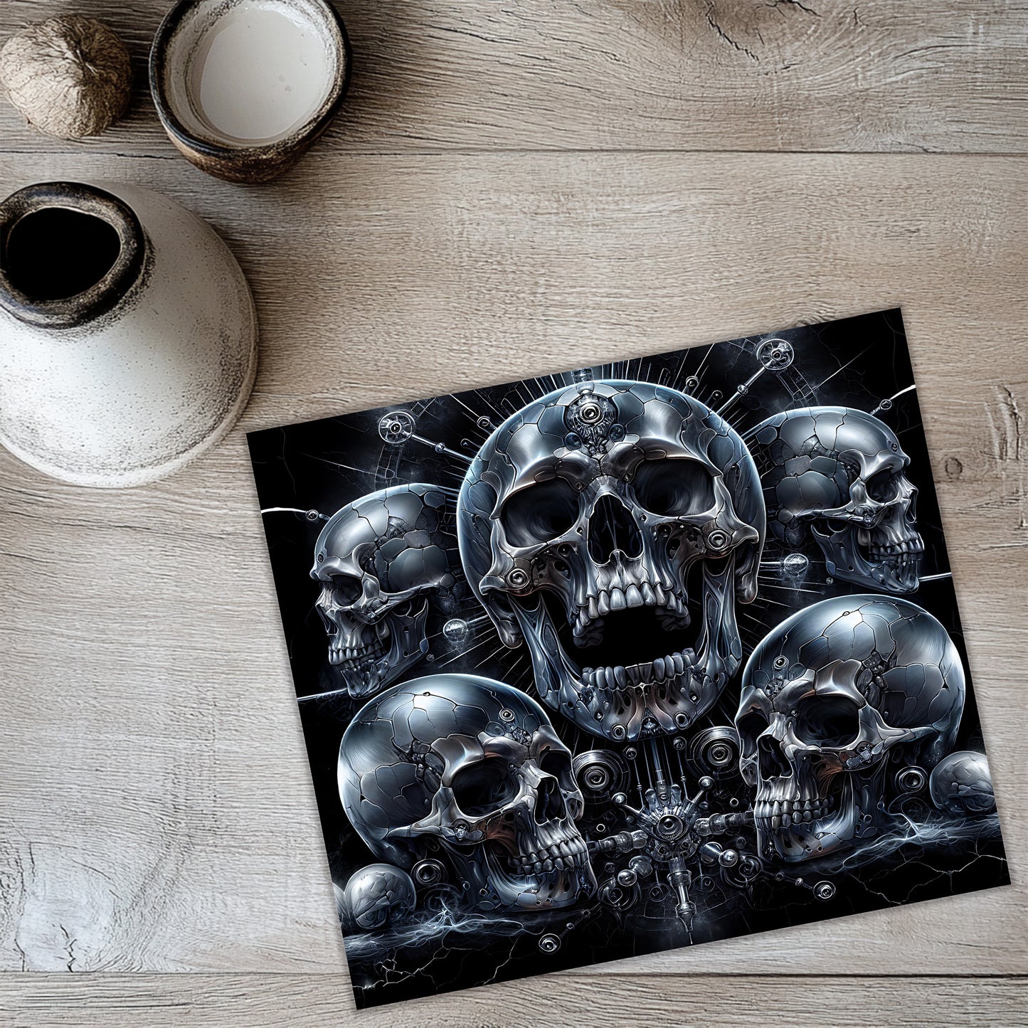 a picture of a bunch of skulls on a table