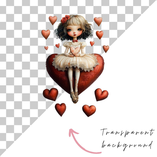 Clipart de chica de San Valentín individual