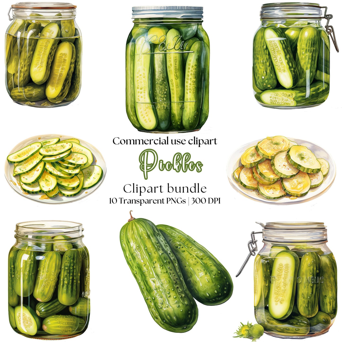 Watercolor Pickles Clipart