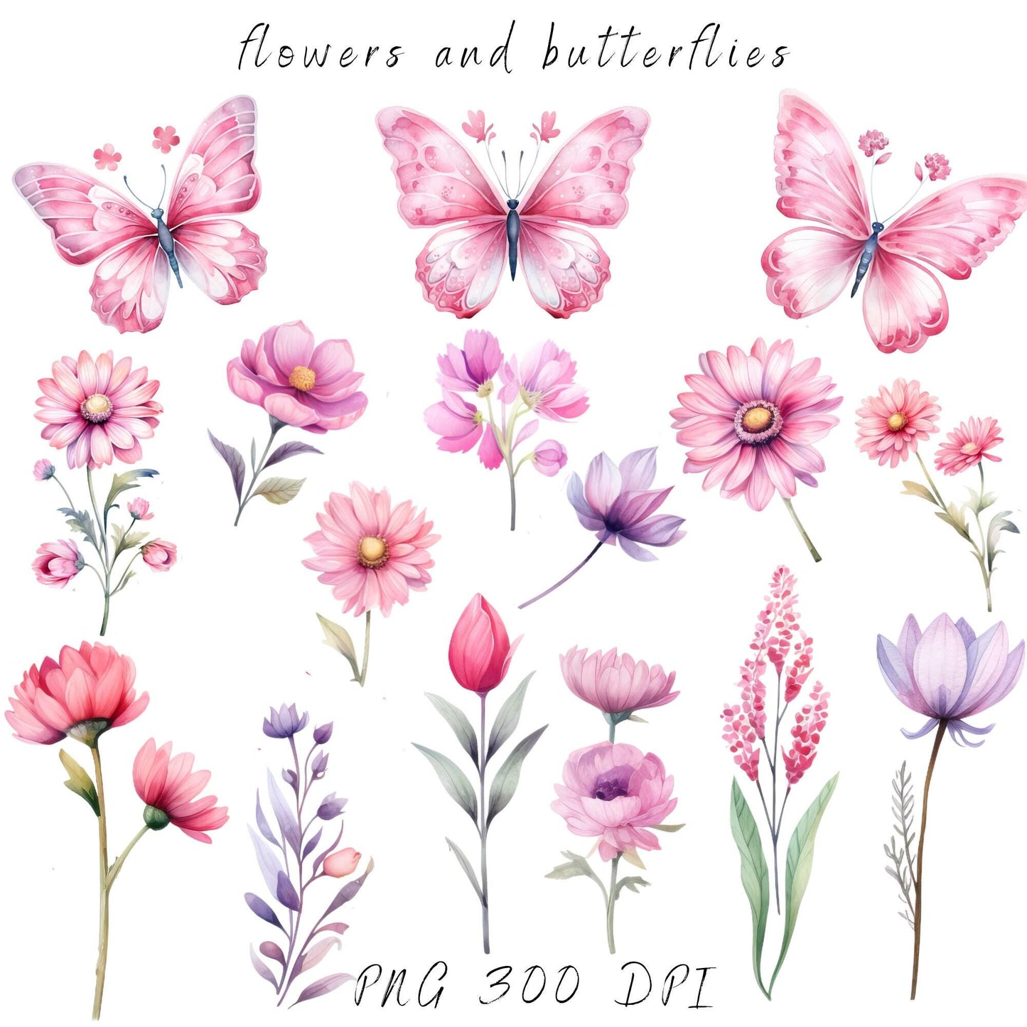 Watercolor Fairy Garden Clipart