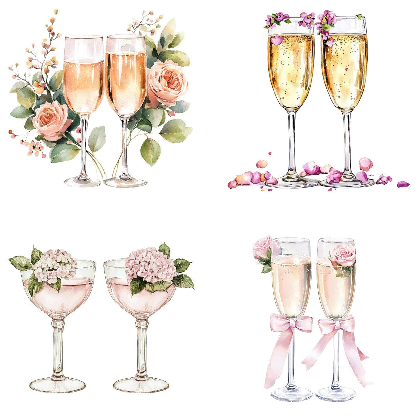 Petals and Prosecco Clipart