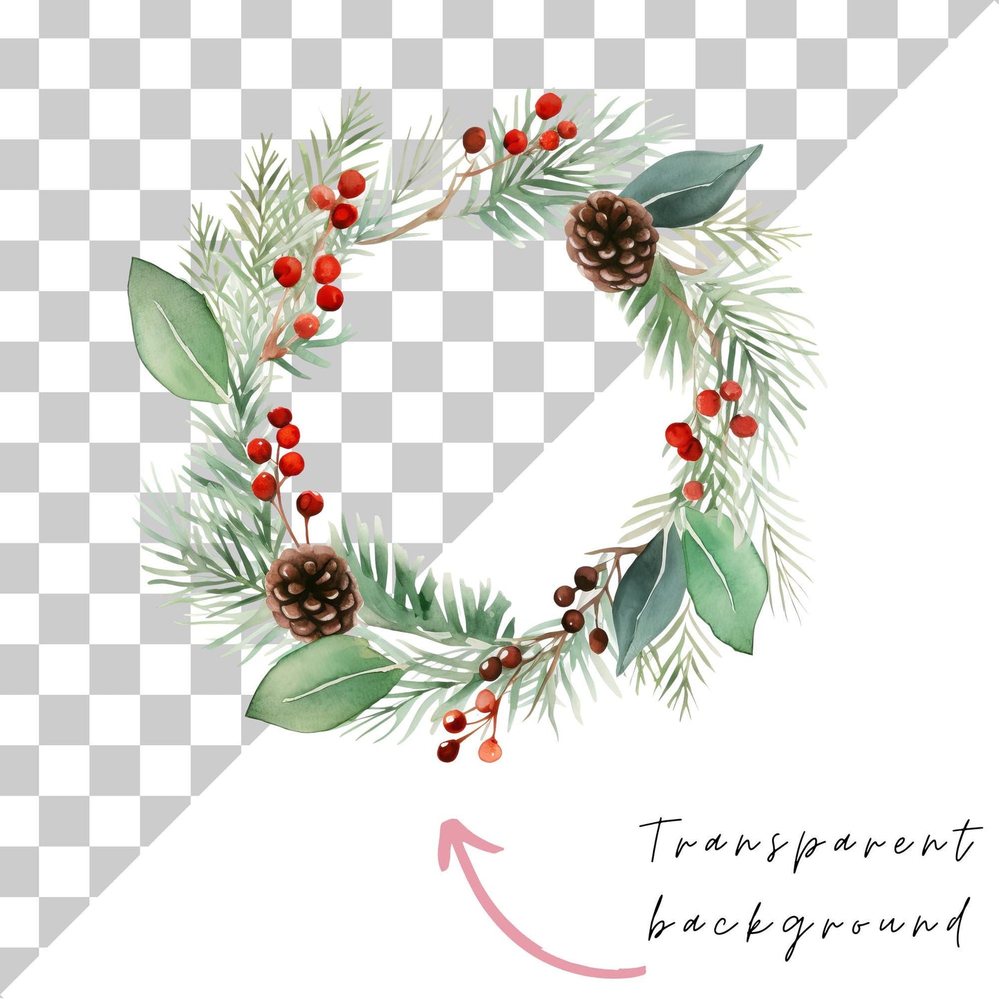 Festive Wreath Clipart Single