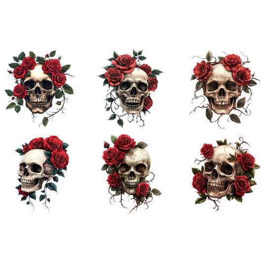Clipart de calavera y rosas