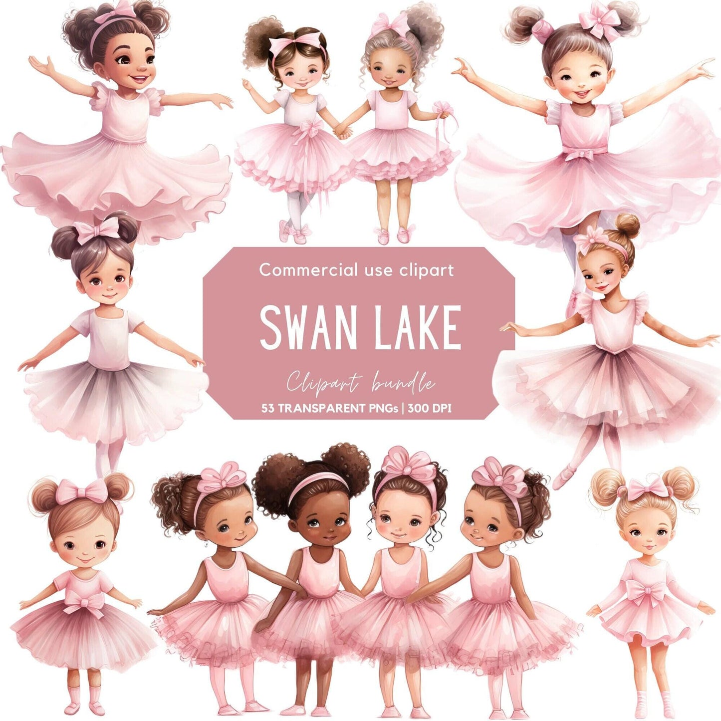 Watercolor Swan Lake Clipart