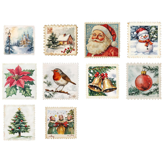 Vintage Christmas Stamps Clipart