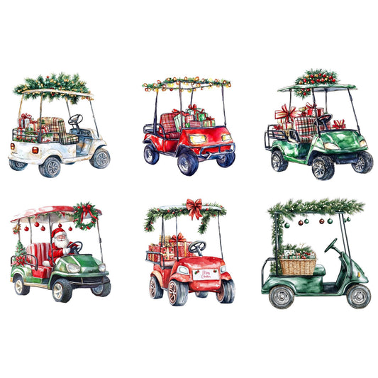 Clipart de carrito de golf navideño