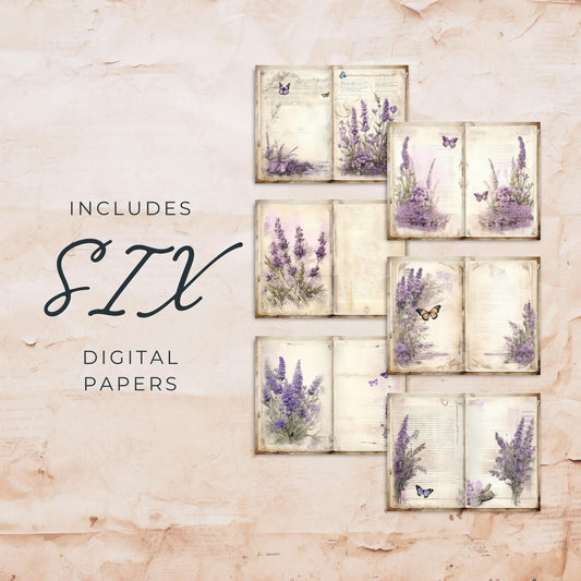 Lavender Junk Journal Pages