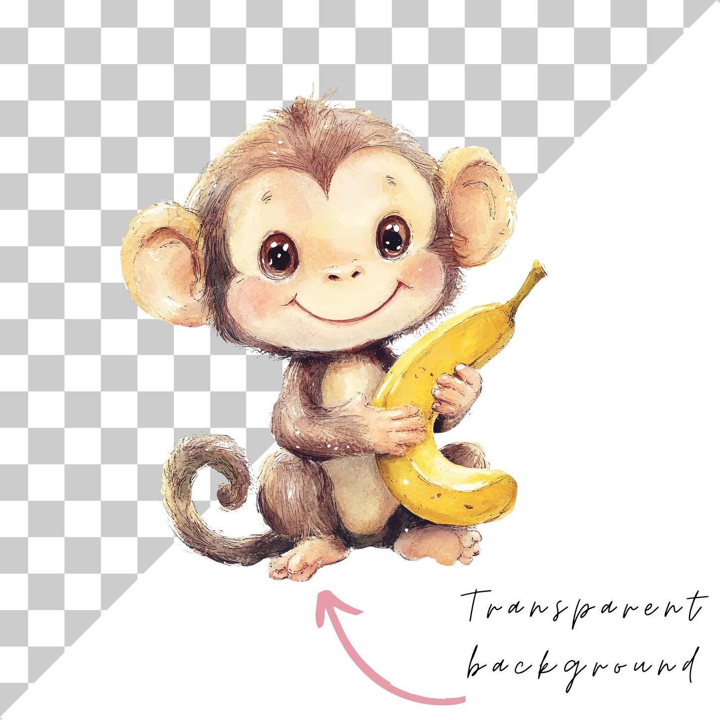 Cute Monkey with Banana Clipart