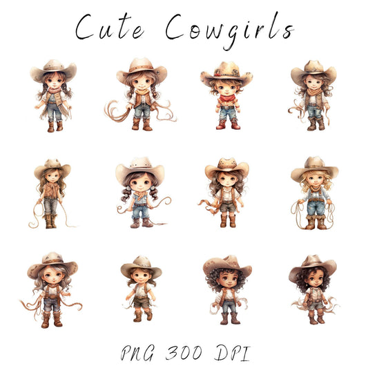 Clipart de una linda vaquera bebé