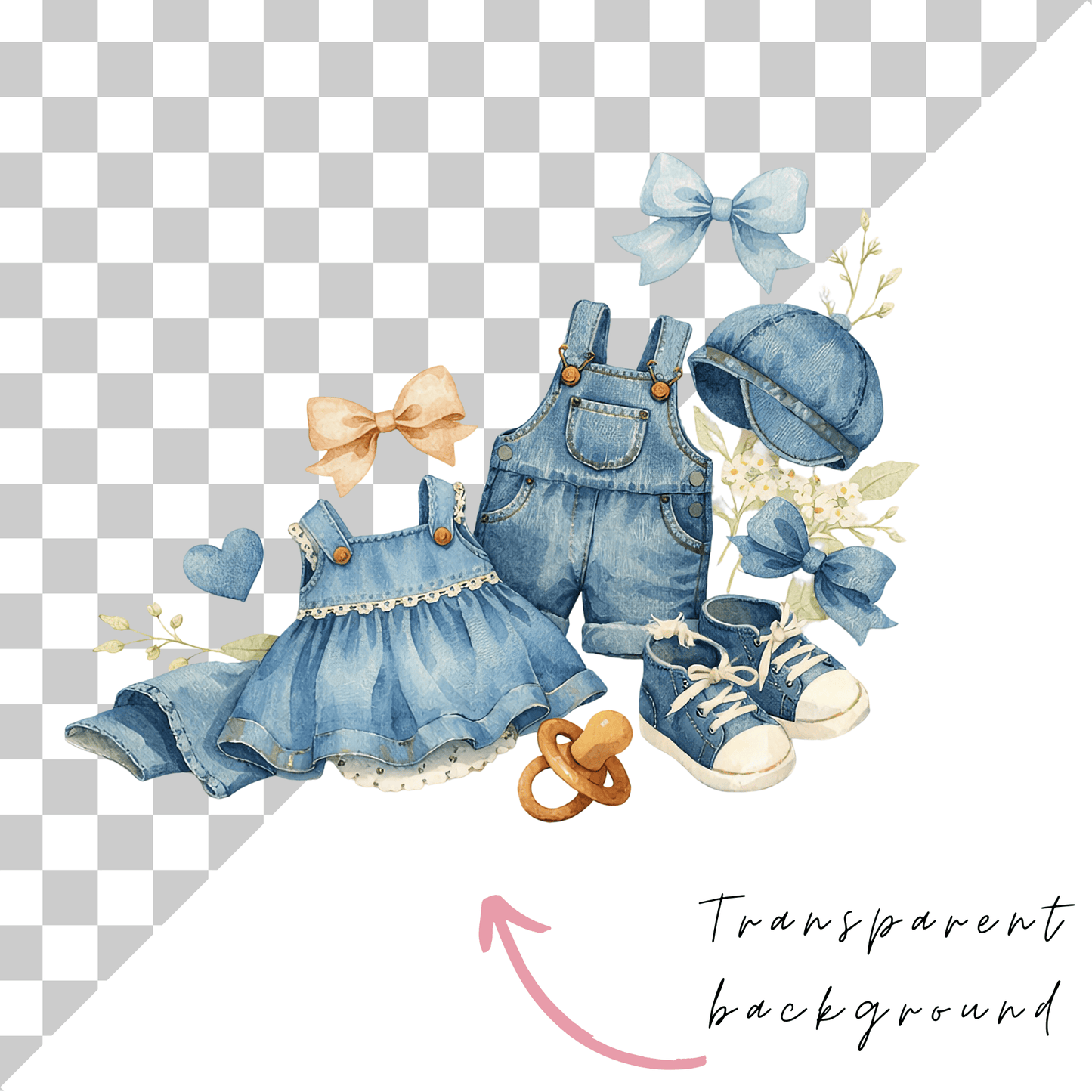 Blue Jean Baby Clipart – Baby Shower & Kids Printables