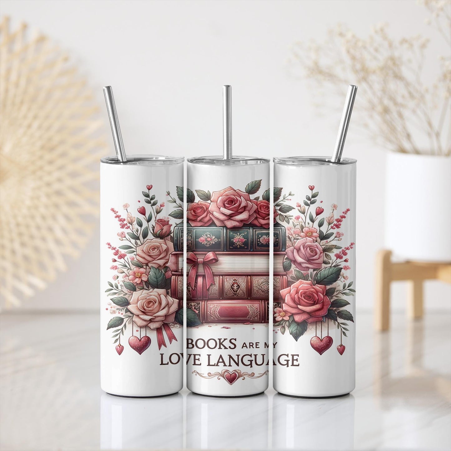 three books are a love language with roses on them