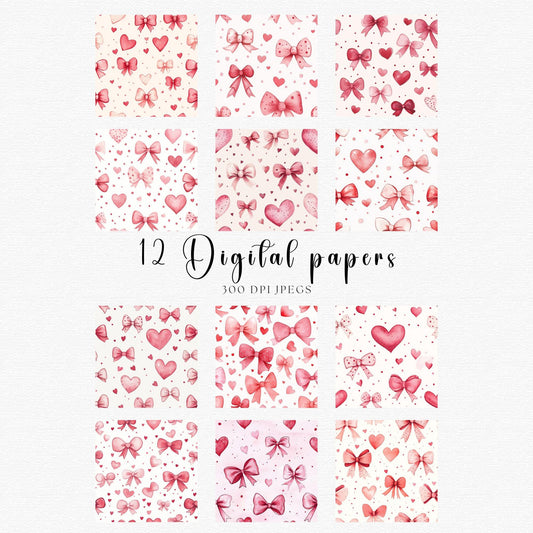 Hearts and Bows Seamless Pattern