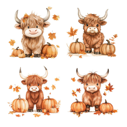 Fall Highland Cow Clipart