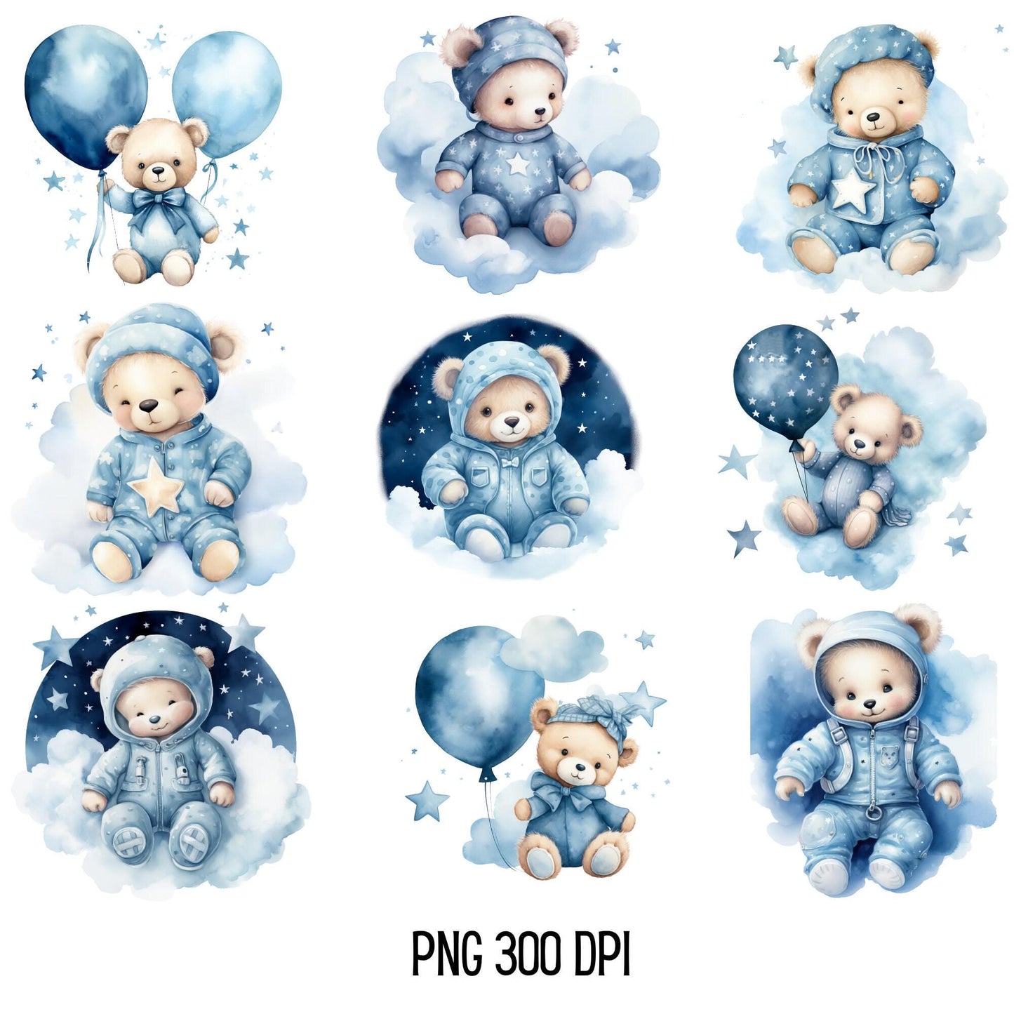 Blue Sleeping Teddy Bear Clipart