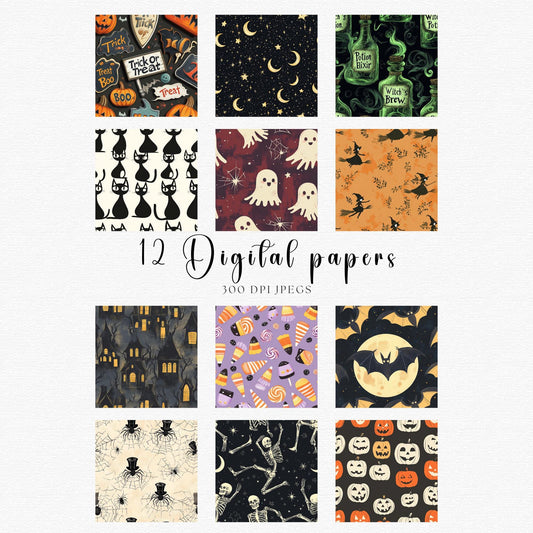 Retro Halloween Digital papers