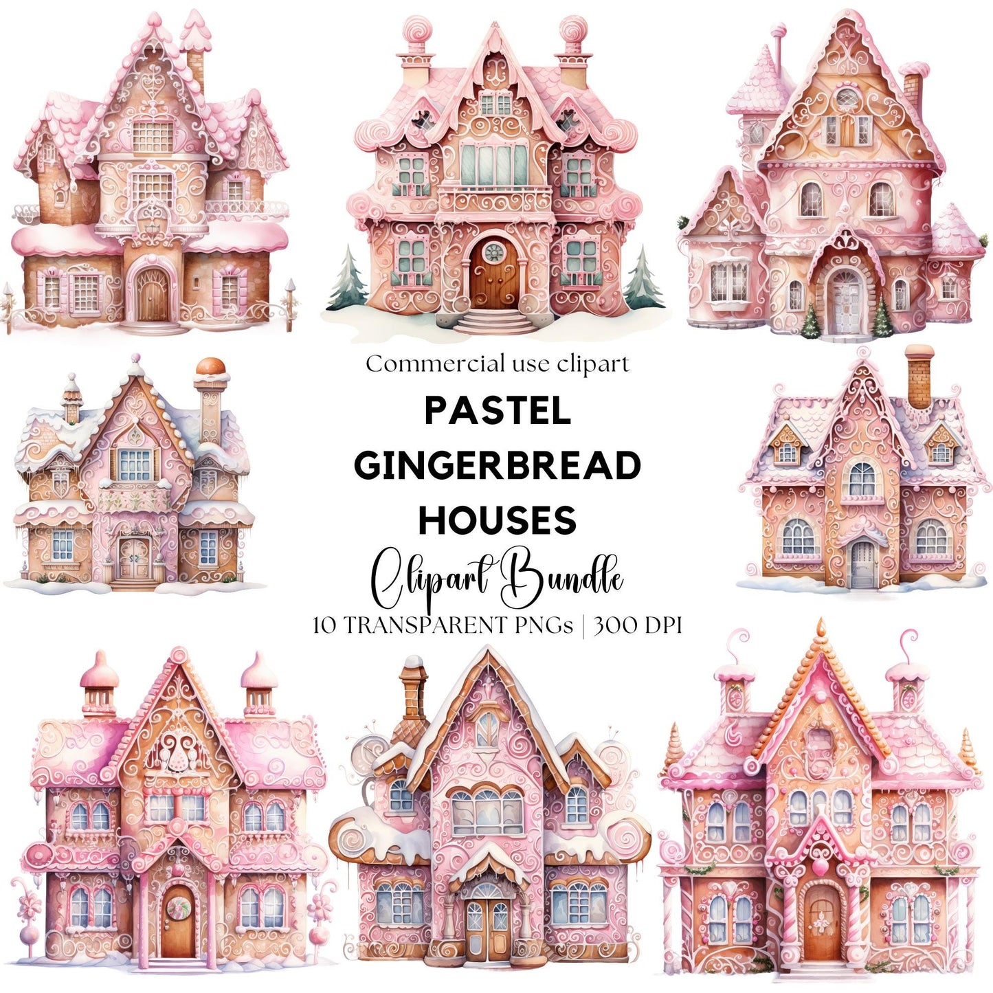Christmas Pastel Gingerbread House Clipart