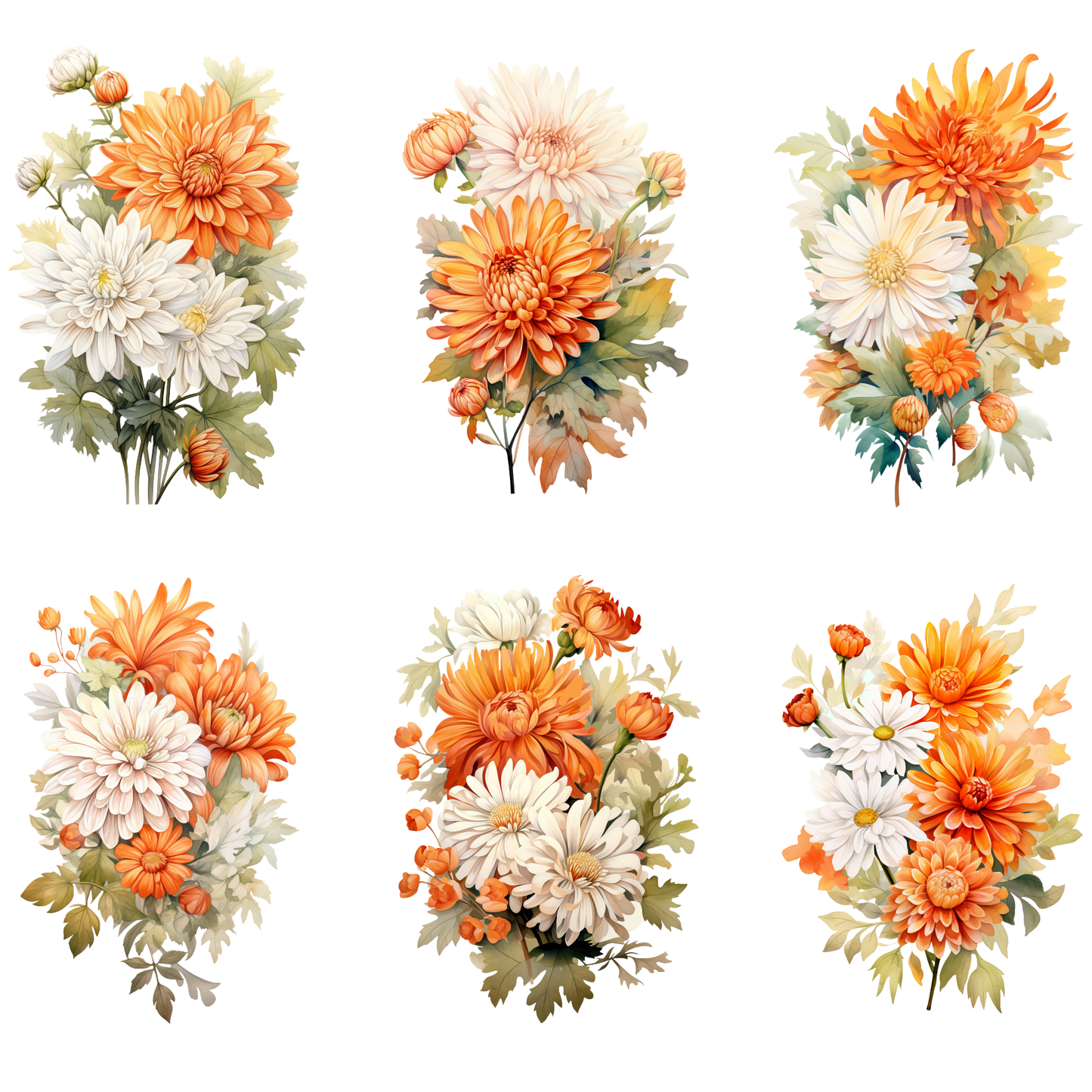 a bunch of flowers that are on a white background