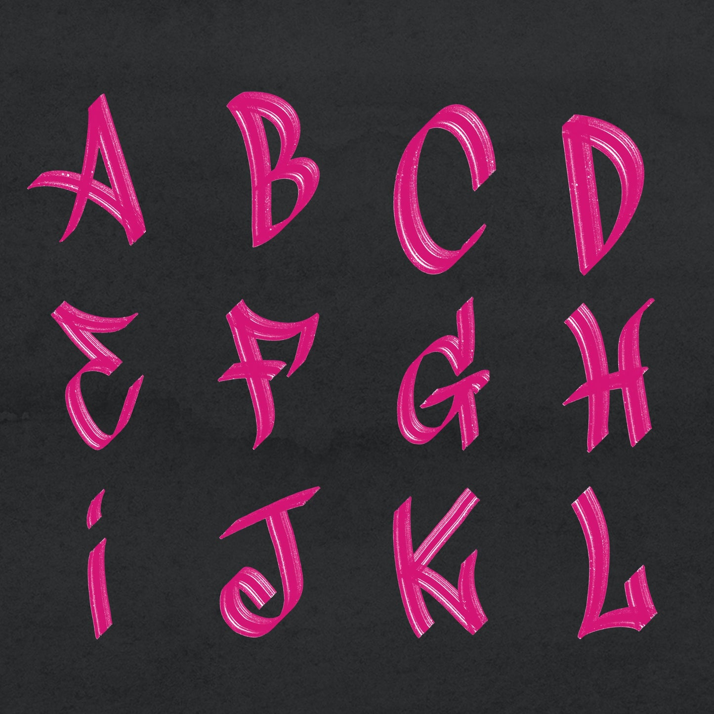 Hot Pink Graffiti Alphabet Clipart