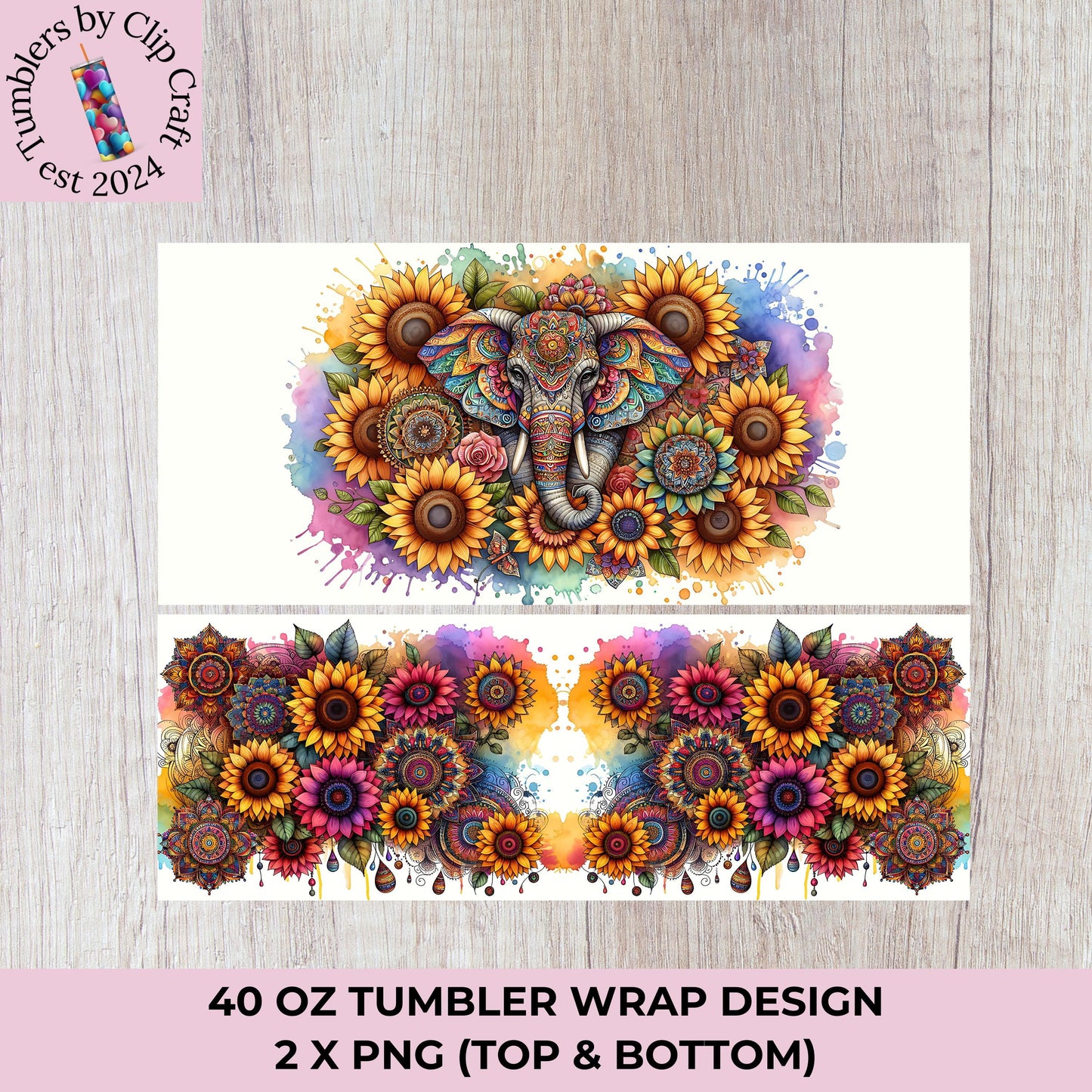 Boho Elephant 40oz Tumbler Wrap
