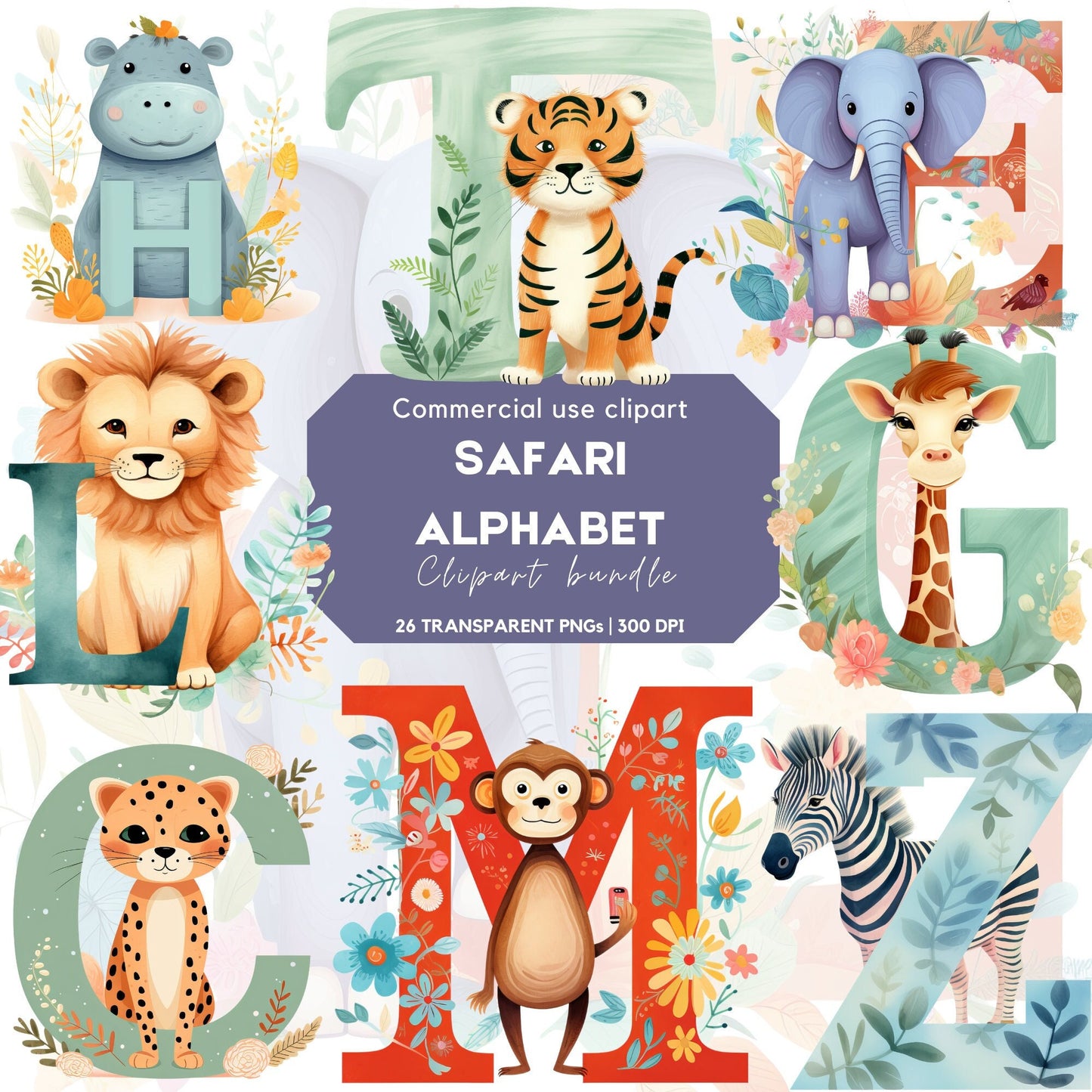Safari Alphabet Clipart