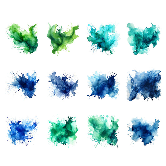 Blue watercolor splatter clipart